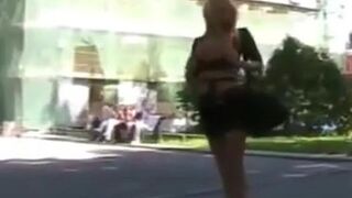 European public flash girl