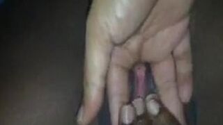 White guy fingering a fat shaved black cunt