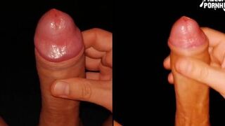 Two before bed cumshots side-by-side
