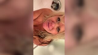 BBW Blonde Big Tit Milf Sucking Cock in The Shower