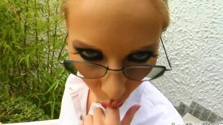 Sexy glass girl fucked like a whore straight in ass