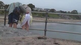 Public crotchless panty show