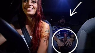 Slut works as a ride-sharing driver and catches a man masturbating in the back seat!