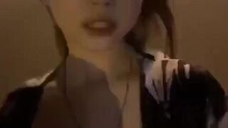 asian flashes boobs outside at night walking