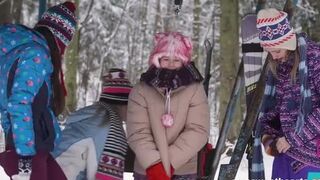 Teen bunnies humping in the snow
