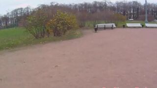Pulled euro sucks and fucks in public POV