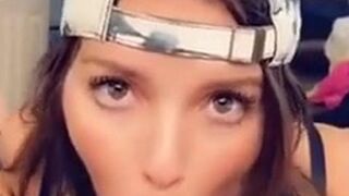 Brunette sucks big cock