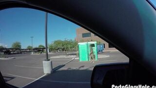 Milf that loves sucking strangers off does it in public