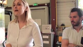 Tall MILF Melany Paris gets fucked in the warehouse by Michael Cheritto