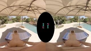 VRHUSH Big tit blonde bombshell Paisley Porter rides a dick poolside