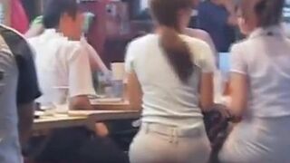 Girls in stockings get their candid asses admired