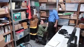Brunette girl caught stealing and banged in LP office (Jade Noir)