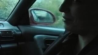 Nasty bitches sucking cock in the car