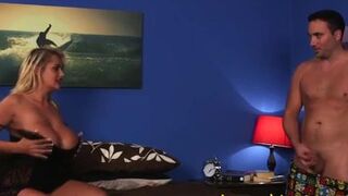 Blonde domina watches tug