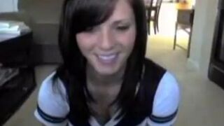 College brunette teases on webcam