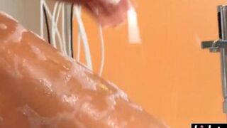 Busty Nataly fucks in the bathroom