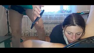 Our stepmom spies on our sex, masturbates and films us