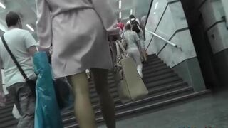 Hotty in light white costume upskirt flash