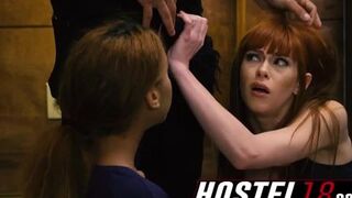 Adorable redhead girl gobbles up a pecker