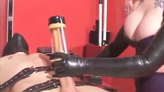 Latex mistress edging milking machine