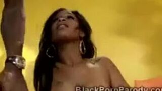 Beautiful ebony skinny mounts black dongin in xxx parody