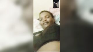 Ebony horny mama masturbating on video call with bbc giant cock guy