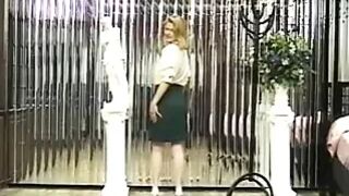 Blonde spreads her legs to show off her pussy and ass