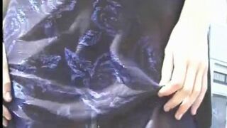 Blonde beauty fucks herself with big dildo