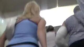 Golden-Haired in blue upskirt