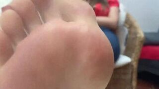 Sheer Nylon Feet and Soles with Red Nails