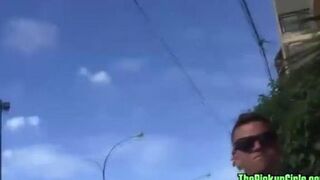 Brunette Slut Goes Home With Two Guys