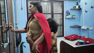 Mallu girl hot red half saree romance and sex with boy friend