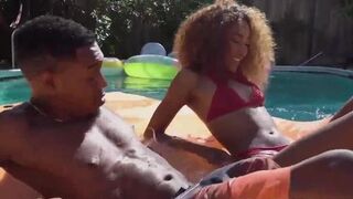 Black teen sucking her stepdad in the pool sucking porn