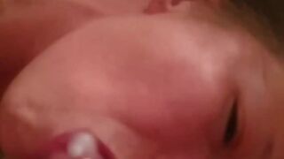 Hot milf in stockings tied up , deepthroat and swallow